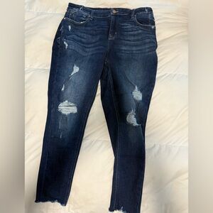 Maurices Edgely Dark Blue Distressed Skinny Jeans